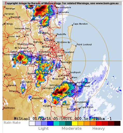 Weather radar brisbane 128km  View other radar locations or satellite cloud and lightning imagery and watch for current weather warnings